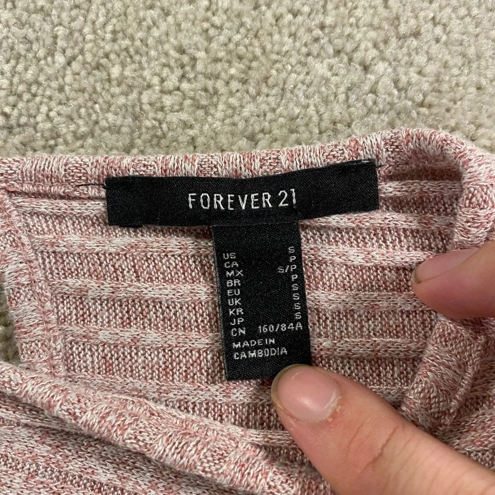 Forever 21 Knit Top Womens Small Pink Ribbed Keyhole Back Drop Shoulder